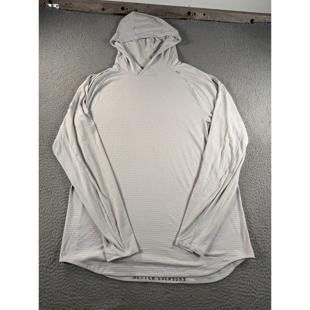 Lululemon Metal Vent Tech 2.0 Hoodie Men XL White Striped Activewear Long Sleeve